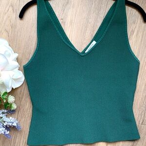 Babaton Sculpt Knit Forest Green Tank Top